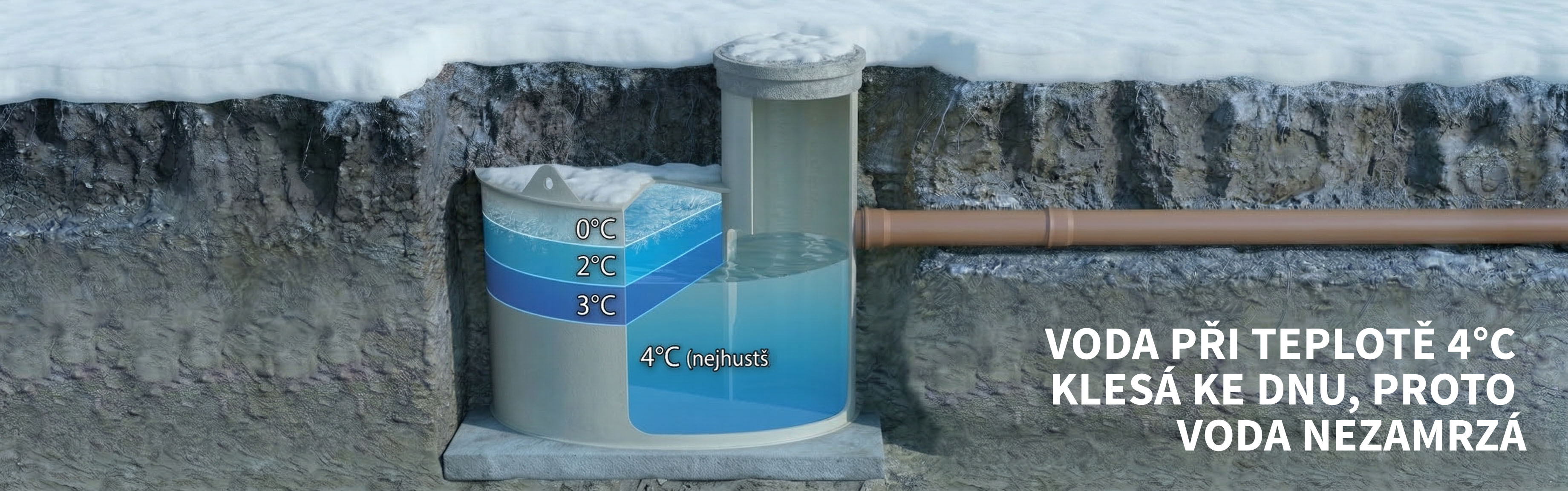 Teplota vody v nádrží v zimě